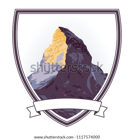 mountaintop sign, illustration isolated