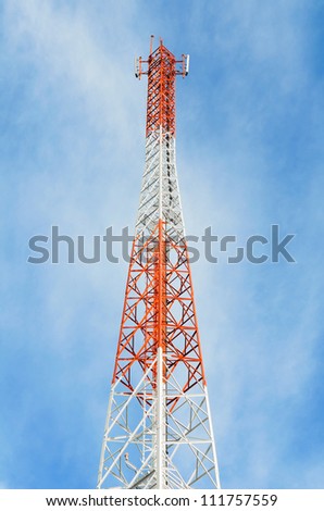 Telecommunication, Broadcasting tower with cloudy sky