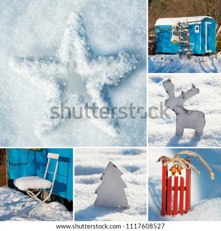 Winter collage with several pictures