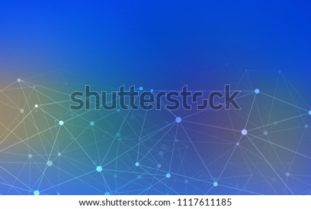 Light Blue, Yellow vector pattern with spheres, triangles. Glitter abstract illustration with connection of triangle structure. Completely new template for your brand book.