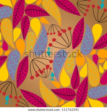 Vector cute, colorful hand drawn style autumn leaves illustration