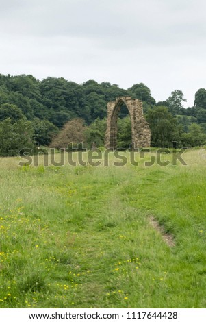 Ruined arch at Dale Abbey, Derbyshire, UK