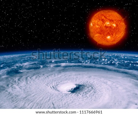 Earth and burning sun. Big star. The elements of this image furnished by NASA.

