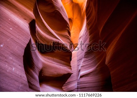Antelope Canyon On a Sunny Day With Blue Sky Near The Old Town of Page at Lake Powell, Southwest, Arizona, USA