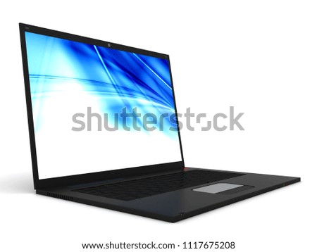 Laptop isolated on white background. 3d image renderer