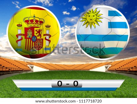 Football Cup competition between the national Spainl and national Uruguay.