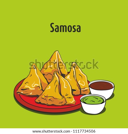 indian street food samosa Royalty-Free Stock Photo #1117734506