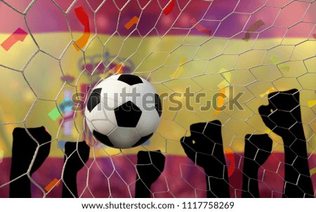 Spainl flag and soccer ball.Concept sport.