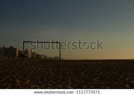 Football field on Macaé beach, Rio de Janeiro Brazil
