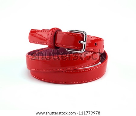 rolled up female belt isolated on white background Royalty-Free Stock Photo #111779978
