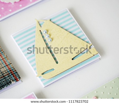 Greeting card with the image of a yacht