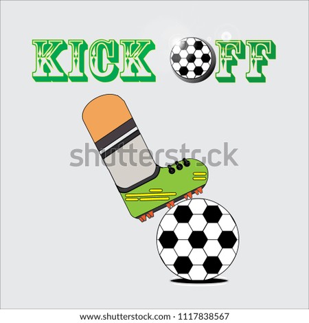 Kick off,Kick the ball, start playing football, vector.