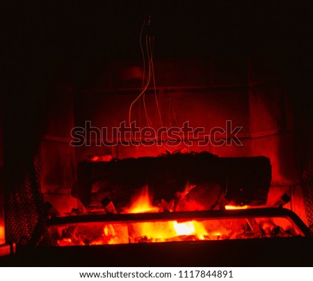 Log burning in a fireplace