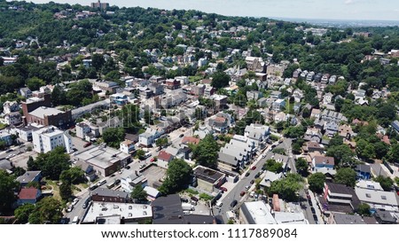 Aerial photos of Tompkinsville in Staten Island. New York. Bay street