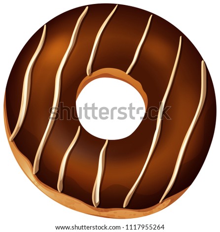 A Chocolate Donut on White Background illustration