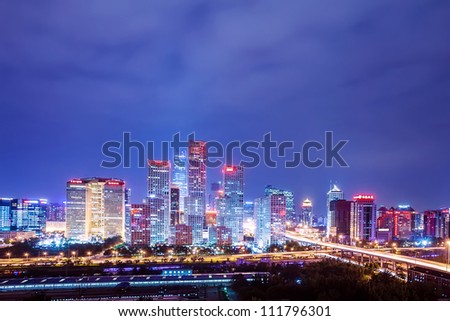 beijing after sunset-night scene of CBD