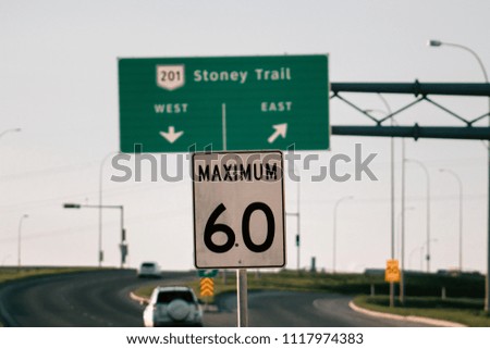 Highway sign directing traffic to destination 