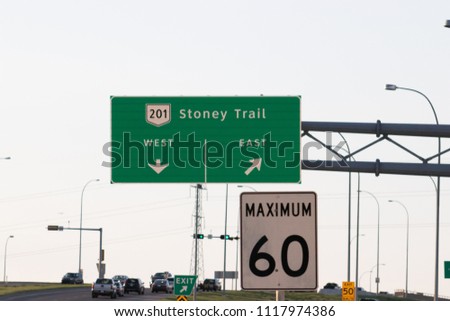 Highway sign directing traffic to destination 