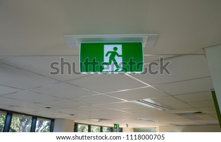 Exit signs in office buildings