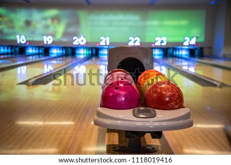 The bowling alley was laid in a wooden lane in the bowling hall.