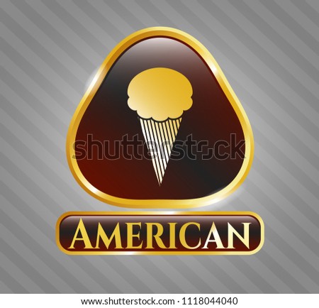  Shiny emblem with ice cream icon and American text inside