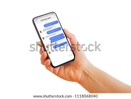 Sample messaging app on mobile phone Royalty-Free Stock Photo #1118068040