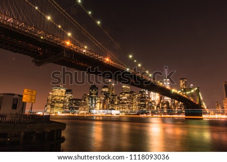 long exposure night brooklyn bridge
