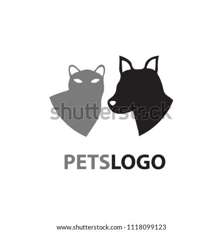Pets logo isolated on white background. Pets logo for web site, label and wallpaper template. Useful for poster, placard, ad, cover and print materials. Creative art concept,vector illustration,eps 10