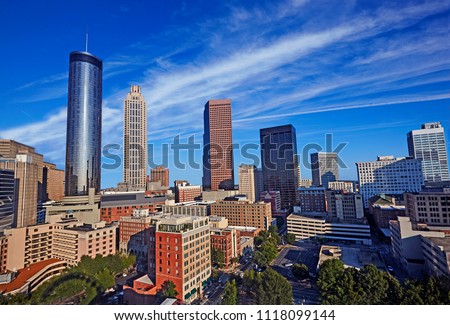 Aerial view of skyscrapers in Downtown Atlanta Georgia