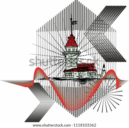 istanbul silhouette vintage and modern mix design vector art 