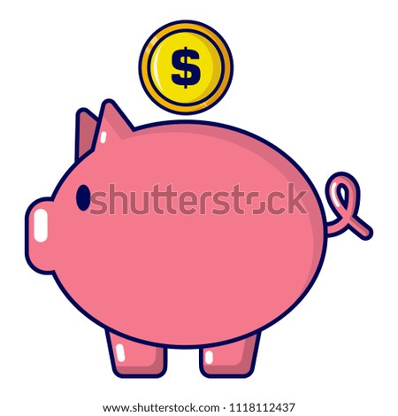 Pig money icon. Cartoon illustration of pig money icon for web