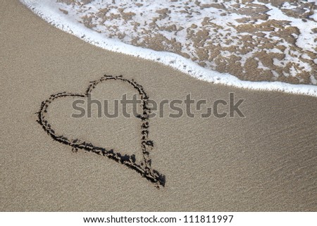 heart sign in the sand on the beach