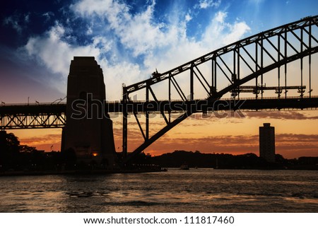 Sydney Harbour Bridge Silhouette at Sunset Australia