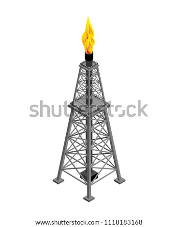 Gas tower Isometric . Industrial object. Vector illustration