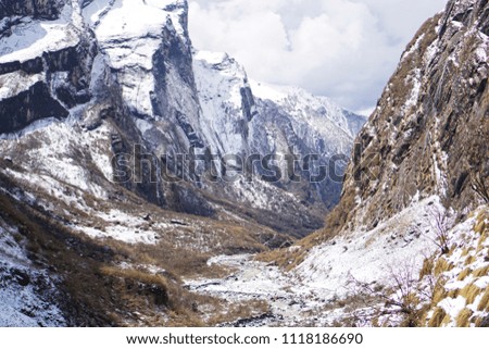 defile Mountain look nature background hiking abc in nepal