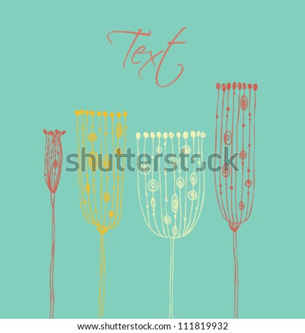 Cute hand drawn vintage banner with decorative flowers and place for your text. Can use for cards, arts, invitations. Country background