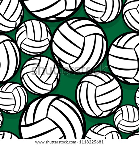 Seamless pattern with volleyball ball symbol. Vector illustration. Ideal for wallpaper, packaging, fabric, textile, wrapping paper design and any kind of decoration.