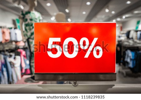 50 percent off sale at a department store