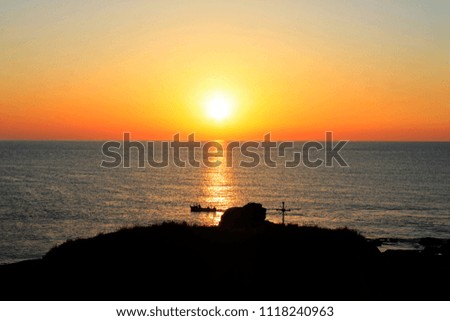 Romantic sunrise over the Black sea coast in Bulgaria
