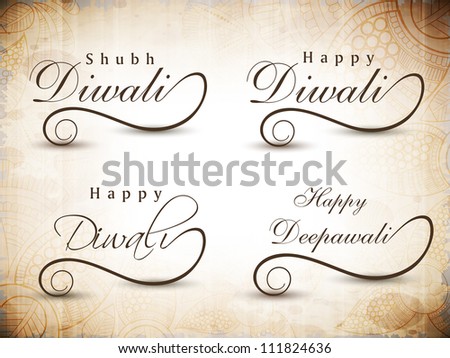 Stylized typography of text happy Diwali. EPS 10.