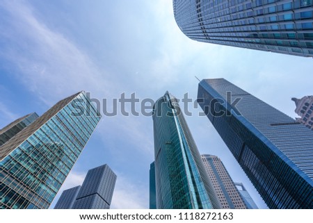 modern office buildings in shanghai china