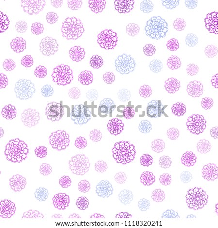 Light Pink, Blue vector seamless abstract doodle pattern. Modern geometrical abstract illustration with flowers. Template for backgrounds of cell phones.