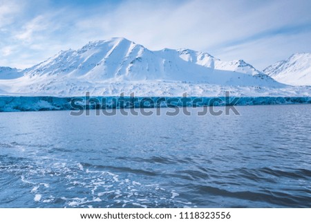  norway landscape ice nature of the glacier mountains of Spitsbergen Longyearbyen  Svalbard   arctic ocean winter  polar day sunset sky