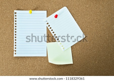 Blank note paper on corboard