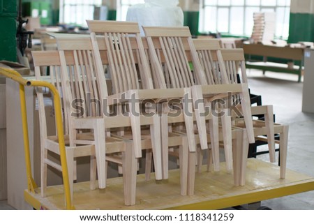 Furniture factory. Manufacture of chairs from natural wood.Making chairs