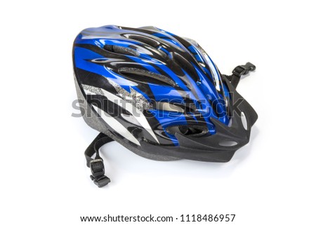 Bicycle helmet on the white background. Head safety concept