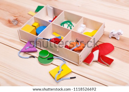 A box with toys elements