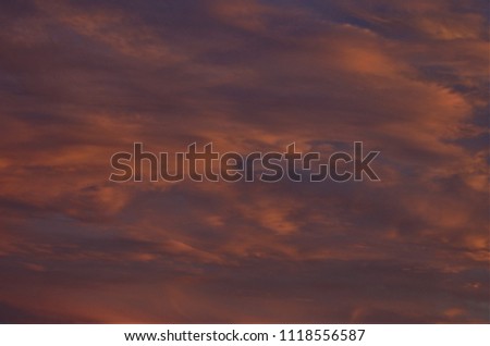Dramatic orange sky after sunset