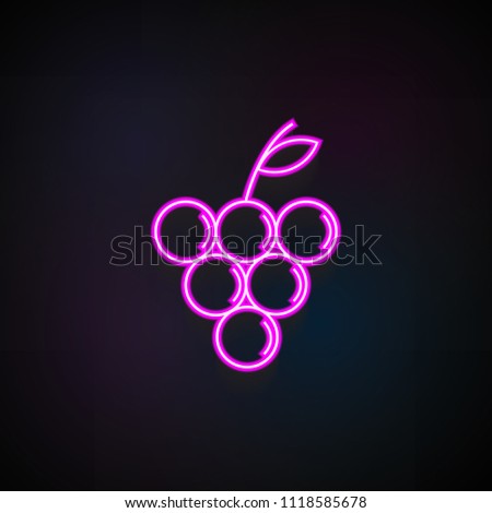 Grapes icon. Element of Fruit icons for mobile concept and web apps. Neon Grapes icon can be used for web and mobile on dark gradient background