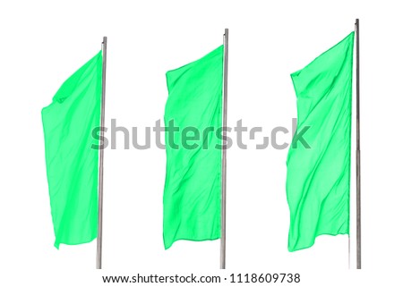 Isolate on white background. Three green flag